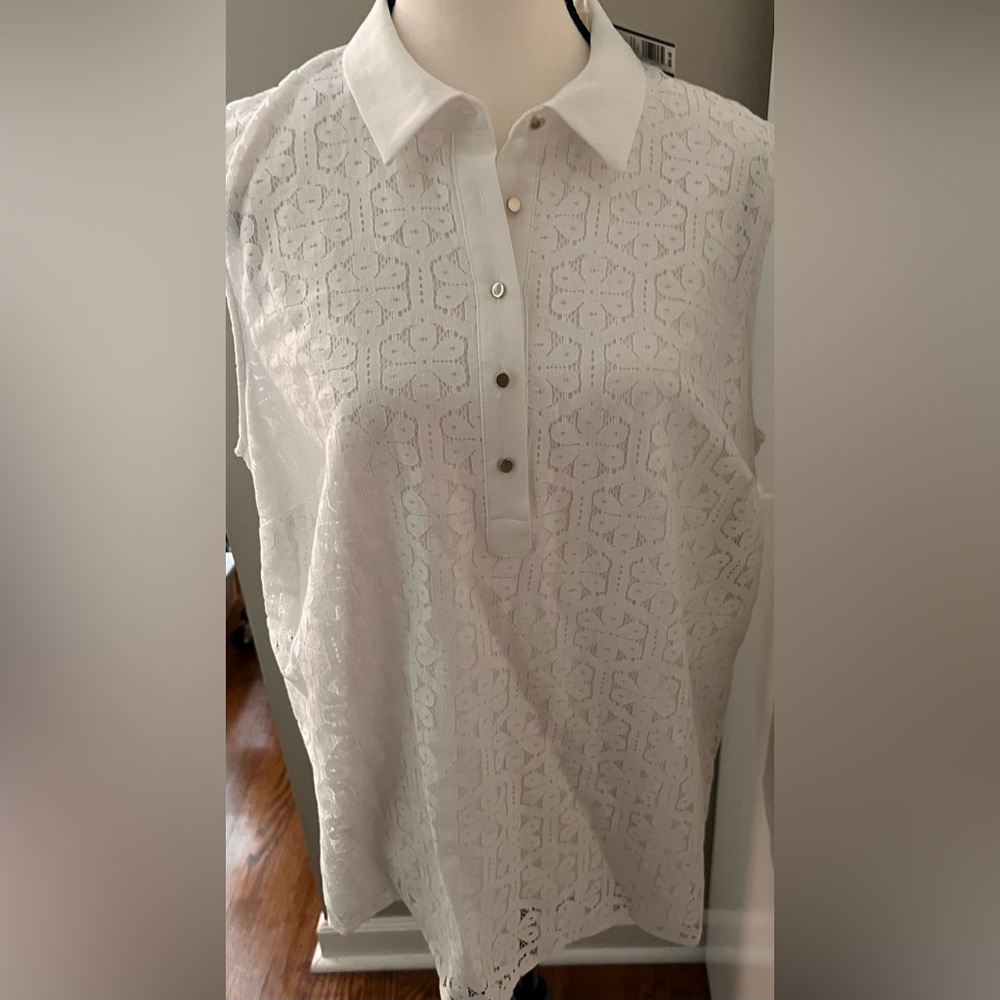 White Sleeveless Lace Blouse